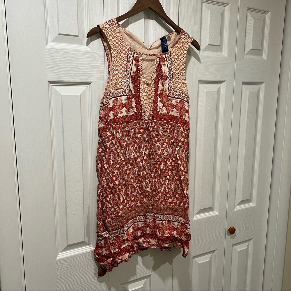 Blue Rain Red and Cream Mini Dress
